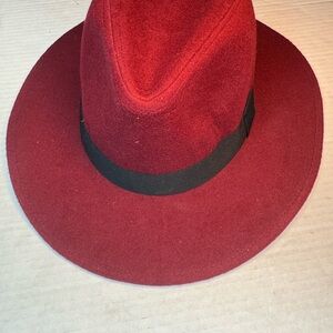 Pugs Hat Fedora Style Wide Brimmed Cranberry Color Unisex & Jaunty